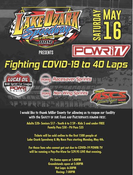 POSTPONED: Fighting COVID-19 TO 40 has moved to MAY 24- $4000 TO WIN