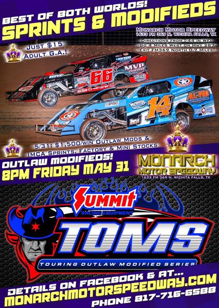 WINGED SPRINT CARS & TOURING OUTLAW MODIFIED SERIES FEATURED *THIS FRIDAY* MAY 24th, 8pm! PLUS Factory Stocks & Mini Stocks!
