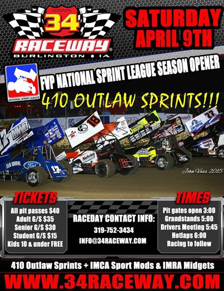 National Sprint League Kicks Off Season Saturday at 34 Raceway