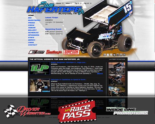 Driver Websites Establishes Fresh Website for Sam Hafertepe Jr.