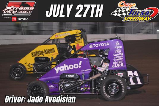 Defending Champion Xtreme Outlaw Series racer Jade Avedisian will be on site at Osage Casino & Hotel Tulsa Speedway