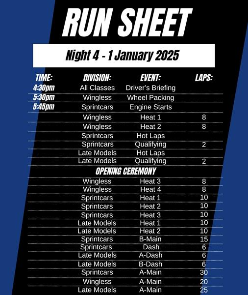 Summer of Speed Night 4 - Run Sheet