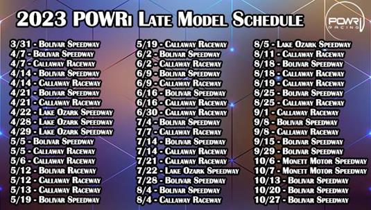 2023 Season Schedule for the POWRi Late Models