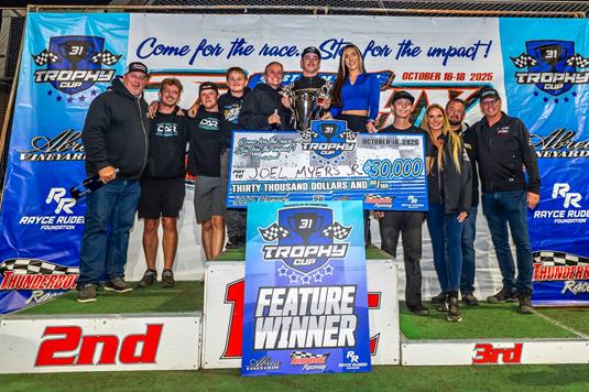 JOEL MYERS JR CLAIMS TROPHY CUP CHAMPIONSHIP / TANNER HOLMES WINS 50 LAP SATURDAY NIGHT RACE