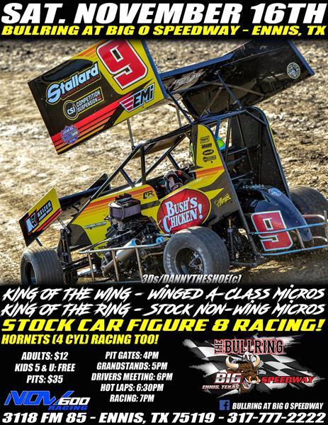 King of the Wing and King of the Ring Set for November 16 at the Bullring at Big O Speedway