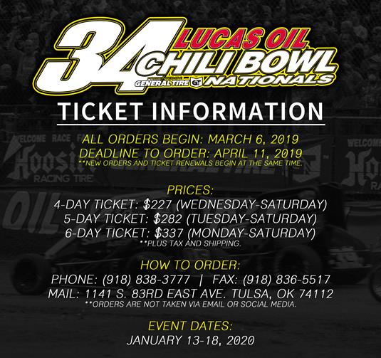 2020 Lucas Oil Chili Bowl Nationals Ticket Information Now Available