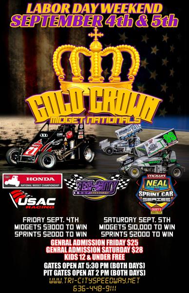 Thorson Pits, Comes from Tail to Steal "Gold Crown Midget Nationals"