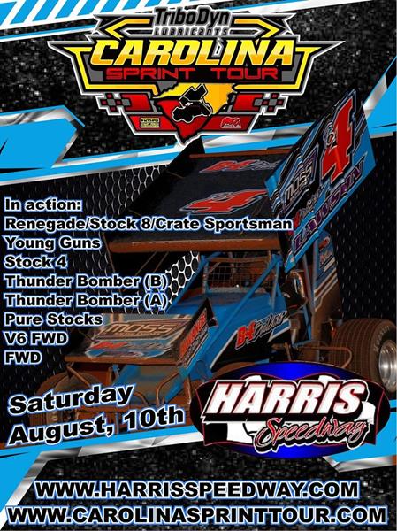 TriboDyn Lubricants Carolina Sprint Tour Returns to Harris Speedway Saturday