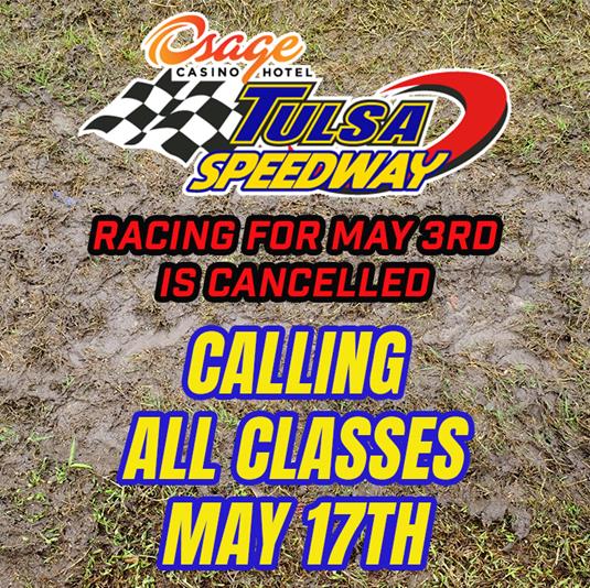 Friday Night Lights cancelled for May 3rd at Tulsa Speedway