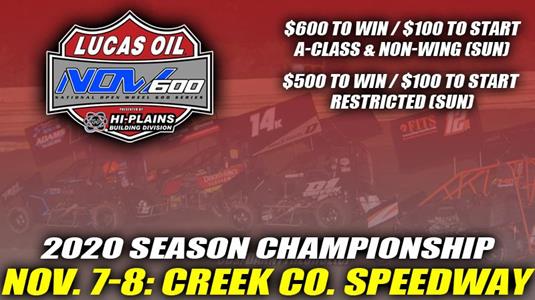 EVENT INFO >> Lucas Oil NOW600 National Season Championship Nov. 7-8