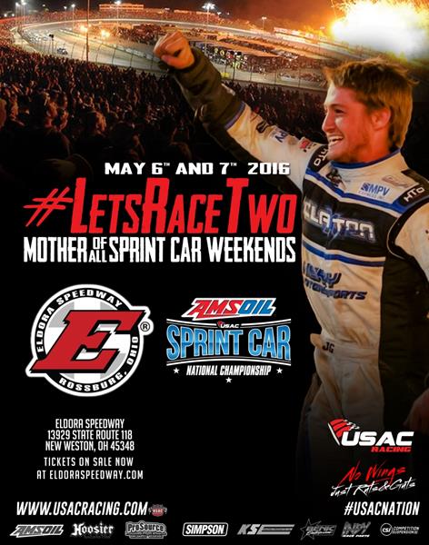 USAC Sprints at Eldora May 6-7 For #LetsRaceTwo; Bacon Annexes Montpelier Debut