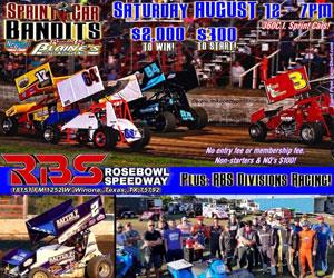 FIRST-EVER NCRA SPRINT CAR BANDITS EVENT at ROSE BOWL SPEEDWAY - SAT. AUG. 12th!