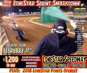 4th LoneStar SPRINT SMACKDOWN & Big SEASON POINTS OPENER: SATURDAY, FEBRUARY 17th at 6PM!