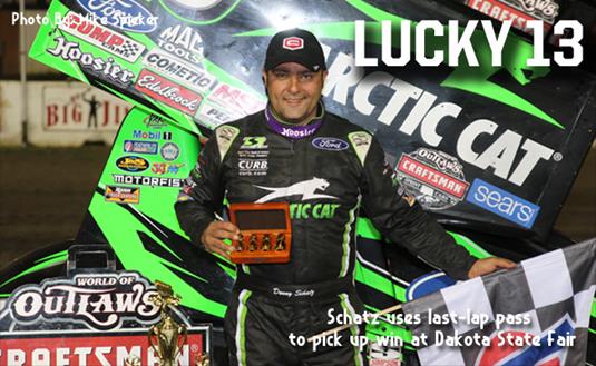 Schatz Outlasts Kaeding and Stewart for Victory at Dakota State Fair Schatz picks up 13th victory of the Outlaws season