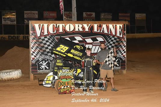 Lane Seratt parks in Doe Run Raceway's Victory Lane