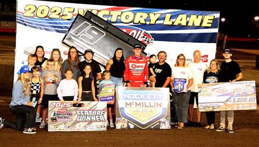 Clinton Boyles Celebrates Checkers in Night One of Hockett/McMillin Memorial with POWRi 410 Outlaw Sprints