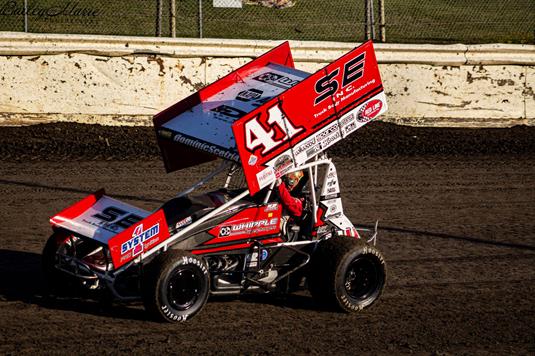 Dominic Scelzi Leads First Career World of Outlaws Feature Laps Before Earning Top-10 Finish