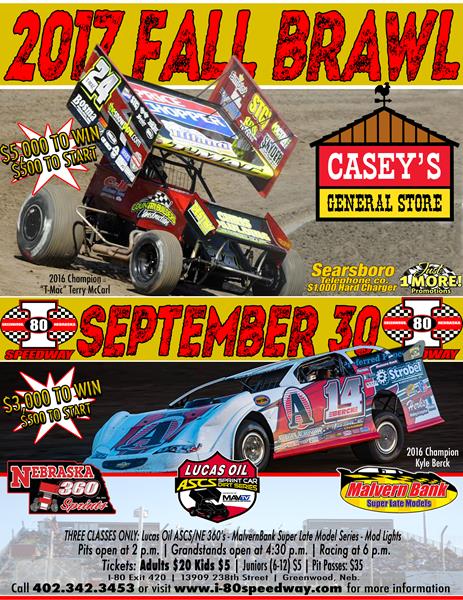 Casey's Midwest Fall Brawl at I-80 Speedway Next For Lucas Oil ASCS National and Nebraska 360 Series