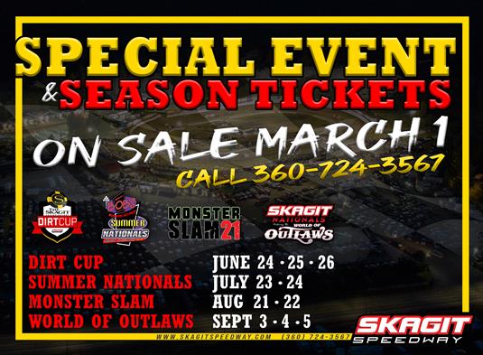 SPECIAL EVENT & SEASON TICKETS ON SALE MARCH 1