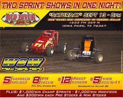 *SATURDAY* SEPT. 13 - TWO SPRINT SHOWS, ONE NIGHT at RED RIVER SPEEDWAY!