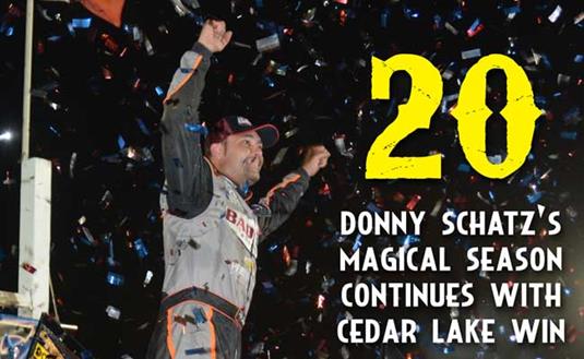 Schatz Edges Pittman in Cedar Lake Speedway Thriller for His 20th World of Outlaws Victory of the Season