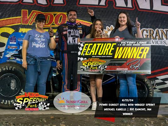Michael Fanelli Wins with Sunset Grill POWRi Vado Non-Wing Sprints