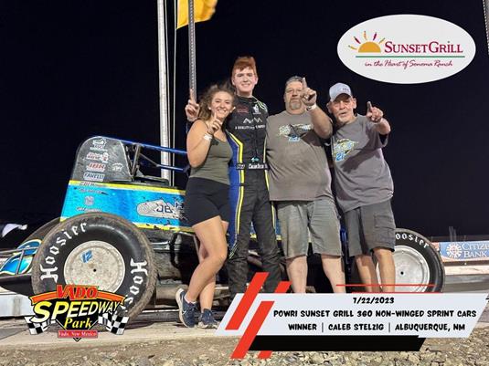 Caleb Stelzig Shines in POWRi NMMRA/Sunset Grill Vado Non-Wing Feature Win
