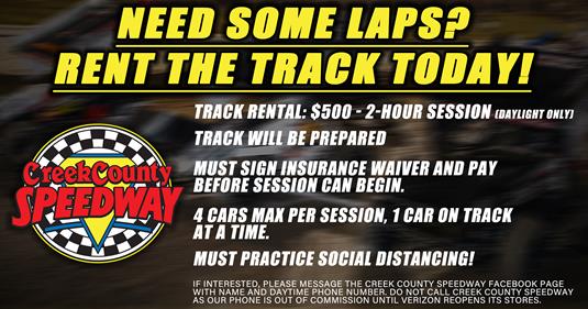 Creek County Speedway Offering Private Track Rentals
