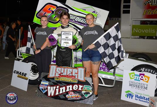 15-Year-Old Dawson Hawksby Becomes Youngest Winner in Oswego Speedway History with First Career 350 Supermodified Victory