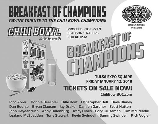 Tony Stewart, Rico Abreu and Jay Drake to join the 2018 Chili Bowl Breakfast of Champions