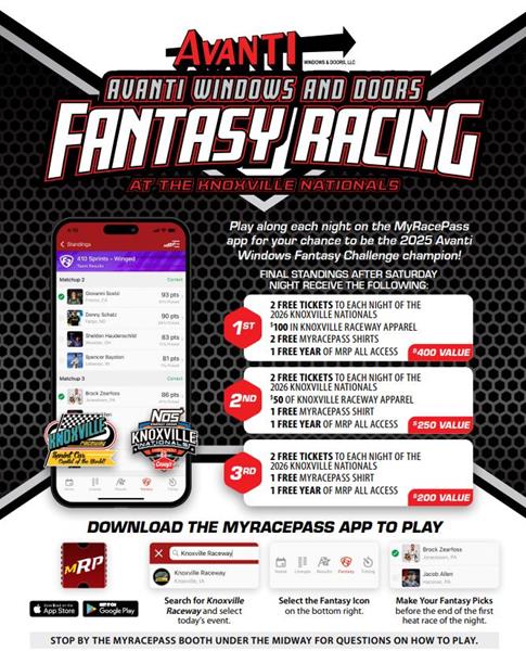 Free Tickets to the 2026 Knoxville Nationals are on the line in the Avanti Windows Fantasy Challenge at the Knoxville Nationals