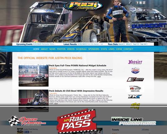 Driver Websites Establishes New Website for Justin Peck Racing