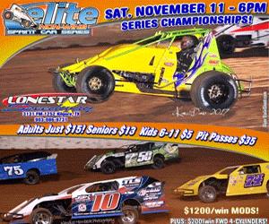 LONESTAR DOUBLEHEADER PAIRS NON-WINGED SPRINTS & TRACK CHAMPS on the HIGH BANKS - SATURDAY, NOVEMBER 11th at 6PM!