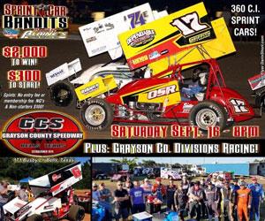 NEXT EVENT on SPRINT CAR BANDITS SCHEDULE: FIRST-TIME EVER at the NEW GRAYSON COUNTY SPEEDWAY!