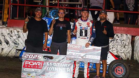 Cannon McIntosh Victorious in Combat Finale with POWRi National Midget League at Macon Speedway