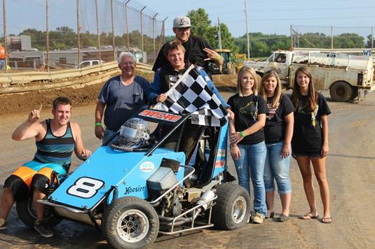 Josh Marcham wins the $1,000-to-win Quick Engineering preliminary night feature at SIR's 7th Annual IKE Honda Terry Sprague Memorial
