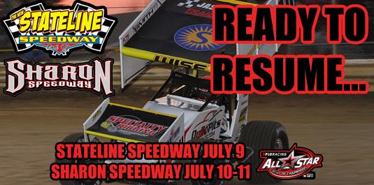 All Star action set to resume with visits to Stateline Speedway and Sharon Speedway on July 9-11