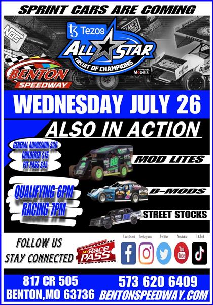 ALL STAR CIRCUIT OF CHAMPIONS SPRINT CARS ARE COMING TO TOWN!!!