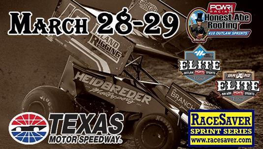 March 28-29: POWRi 410 & Elite Outlaws, RaceSaver Sprints, and Elite Non-Wing at Texas Motor Speedway Dirt Track