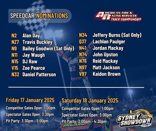 Nominations Released – Sydney Showdown January 17-18!