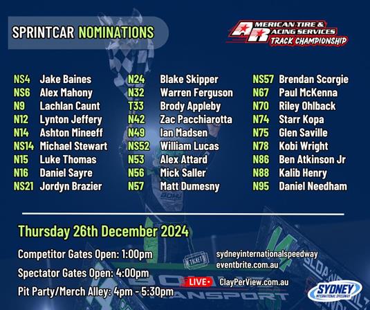 Summer of Speed Night 1 - Sprintcar Nominations