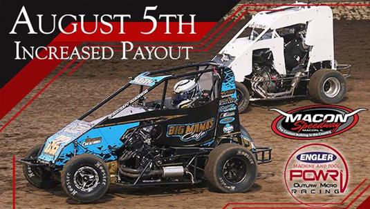 Increased Payout for August 5th Macon Speedway Event for POWRi Outlaw Micro League