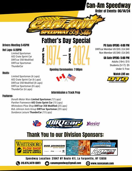 Start Father’s Day Weekend With A Trip To The Races At Can-Am Friday Night