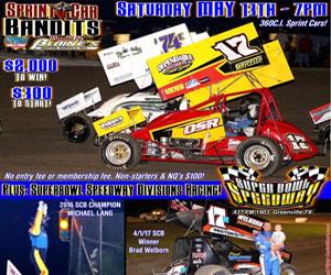 SPRINT CAR BANDITS at WICHITA 'FALLS' TO WEATHER; NEXT EVENT SUPERBOWL 5/13
