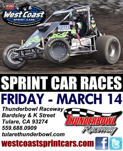WEST COAST SPRINTS FRIDAY AT TULARE'S THUNDERBOWL;  LIGGETT WINS LVMS "SIN CITY SHOWDOWN"