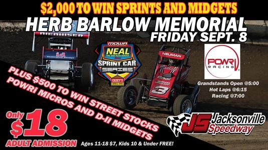 Friday, Sept 8th Herb Barlow Memorial Race