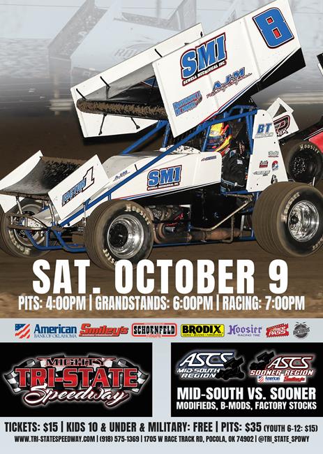 ASCS Sooner and Mid-South Headlining Tri-State Speedway On Saturday