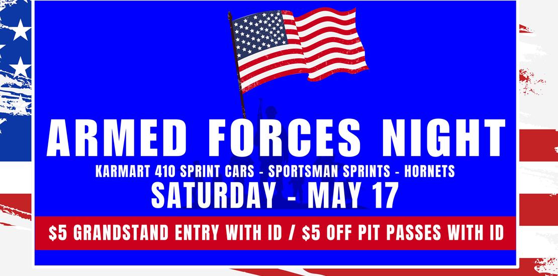 ARMED FORCES NIGHT $5 ENTRY WITH MILITARY I.D.