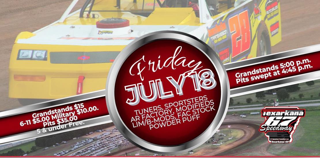 We are racing this FRIDAY, July 18th