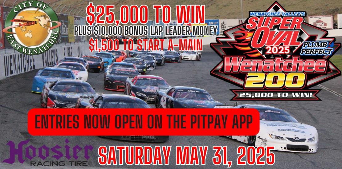 $25,000 to win Wenatchee 200 Entries and Tickets O...